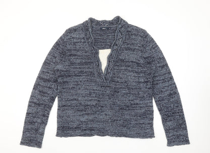 Dash Women's Blue Chunky Knit V-Neck Jumper Size 16