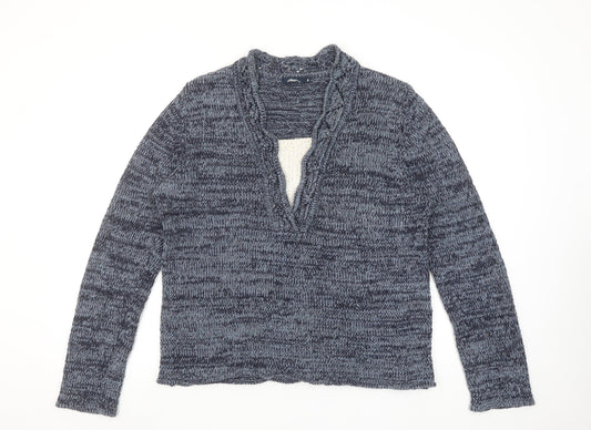 Dash Women's Blue Chunky Knit V-Neck Jumper Size 16
