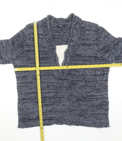 Dash Women's Blue Chunky Knit V-Neck Jumper Size 16