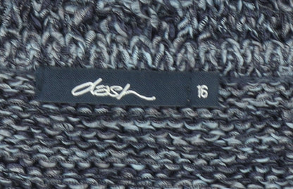 Dash Women's Blue Chunky Knit V-Neck Jumper Size 16