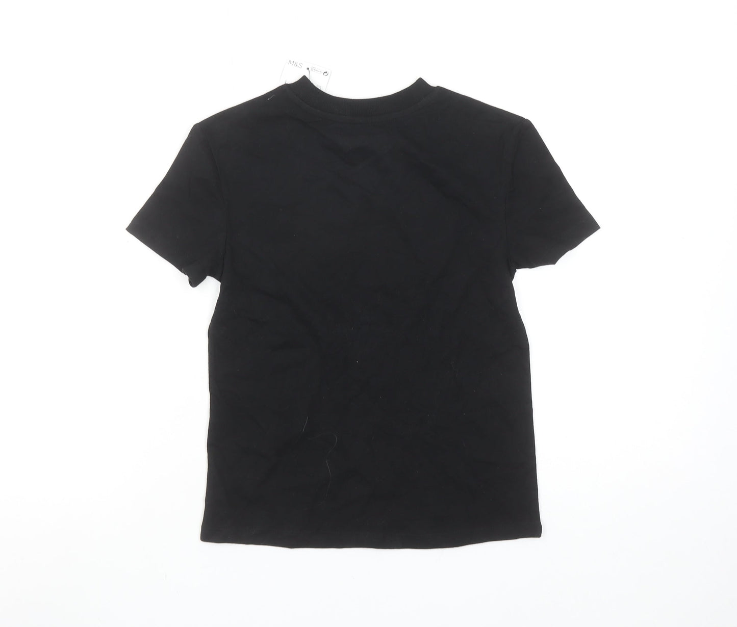 Girls UK Size 6-7 Years Marks and Spencer Black Basic T-Shirt