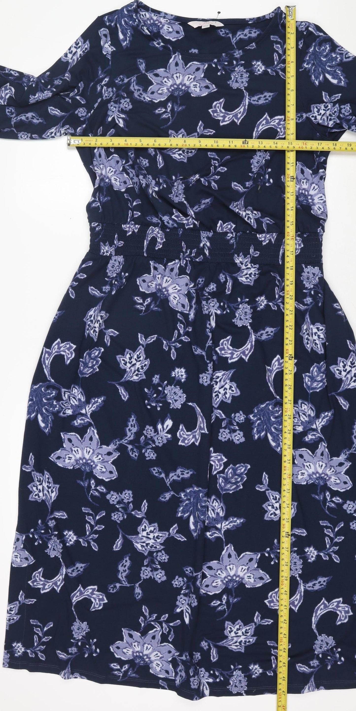 Julipa Women's Blue Floral A-Line Knee Length Dress Size 16