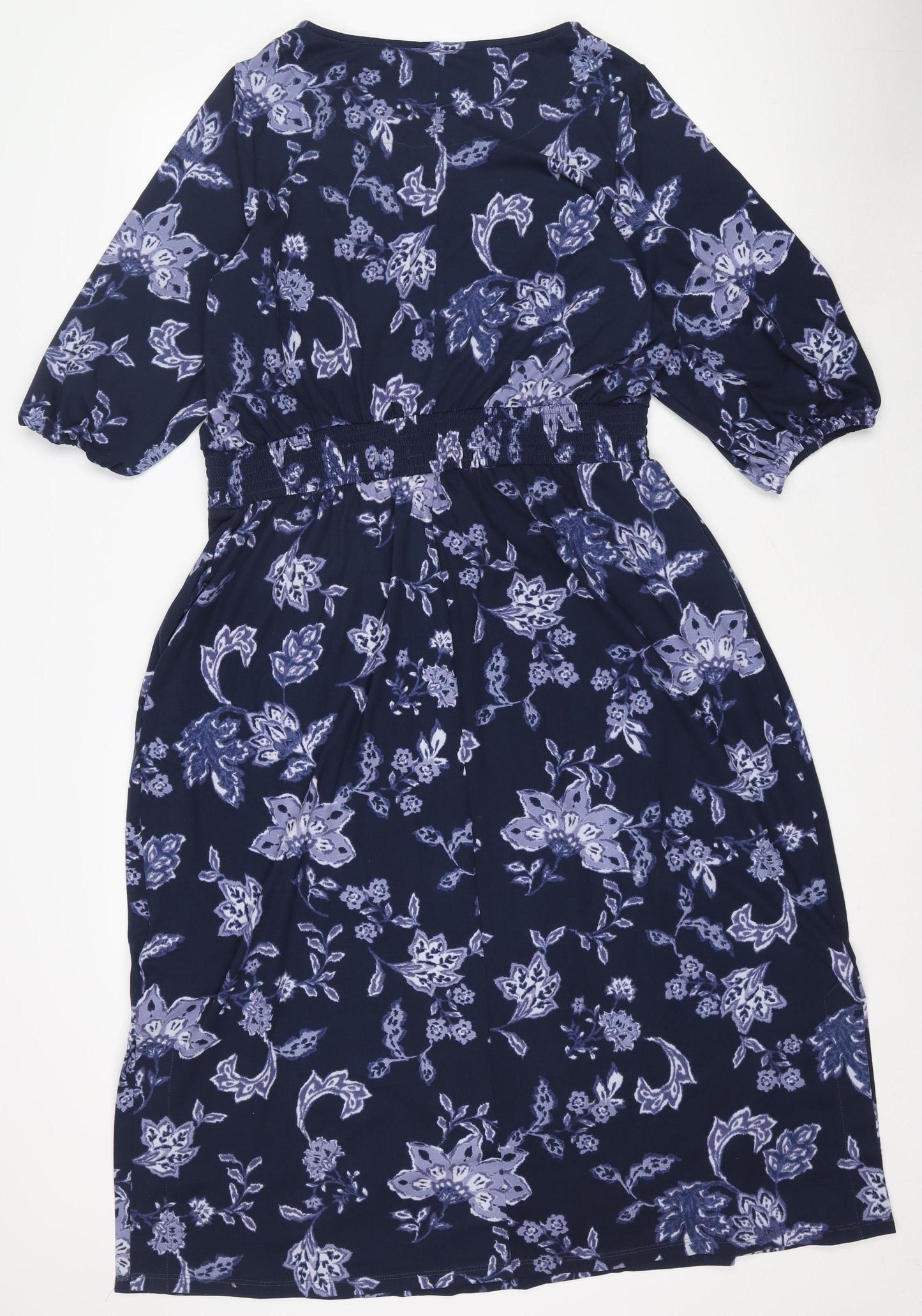 Julipa Women's Blue Floral A-Line Knee Length Dress Size 16
