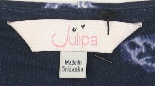 Julipa Women's Blue Floral A-Line Knee Length Dress Size 16