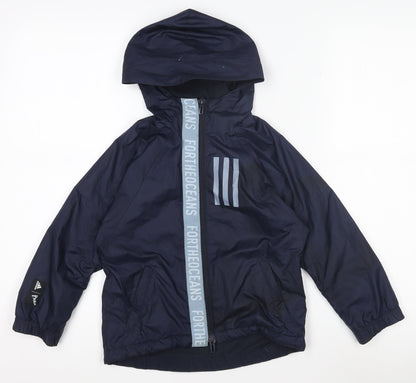 Adidas Boys Navy Blue 4-5 Years Windbreaker Hooded Active Jacket