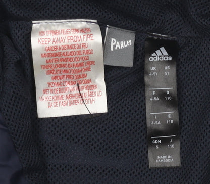 Adidas Boys Navy Blue 4-5 Years Windbreaker Hooded Active Jacket