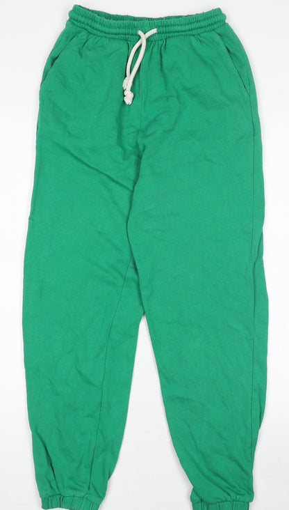 Zara Women Green Cotton Relaxed Sweatpants Size 8