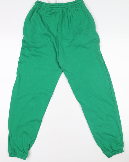 Zara Women Green Cotton Relaxed Sweatpants Size 8