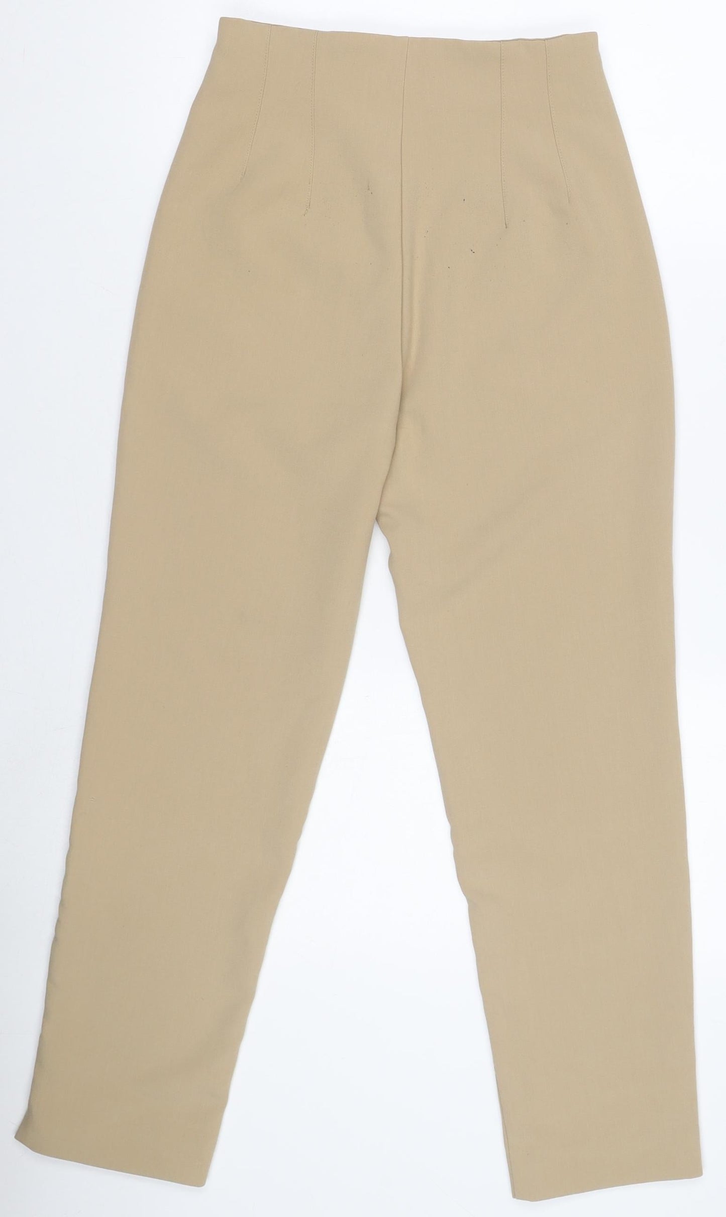Stradivarius Women Beige Slim Fit Straight Trousers UK 6