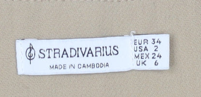 Stradivarius Women Beige Slim Fit Straight Trousers UK 6