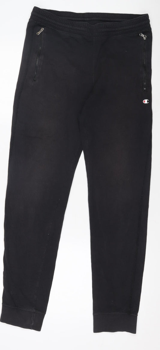 Mens UK Size S Champion Regular Fit Jogger Black Trousers