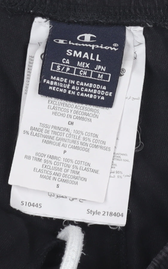 Mens UK Size S Champion Regular Fit Jogger Black Trousers