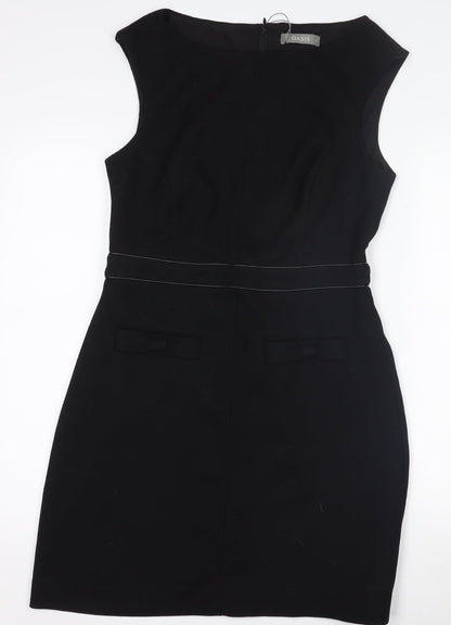 Oasis Women Black Size 12 Sleeveless Sheath Knee Length Dress