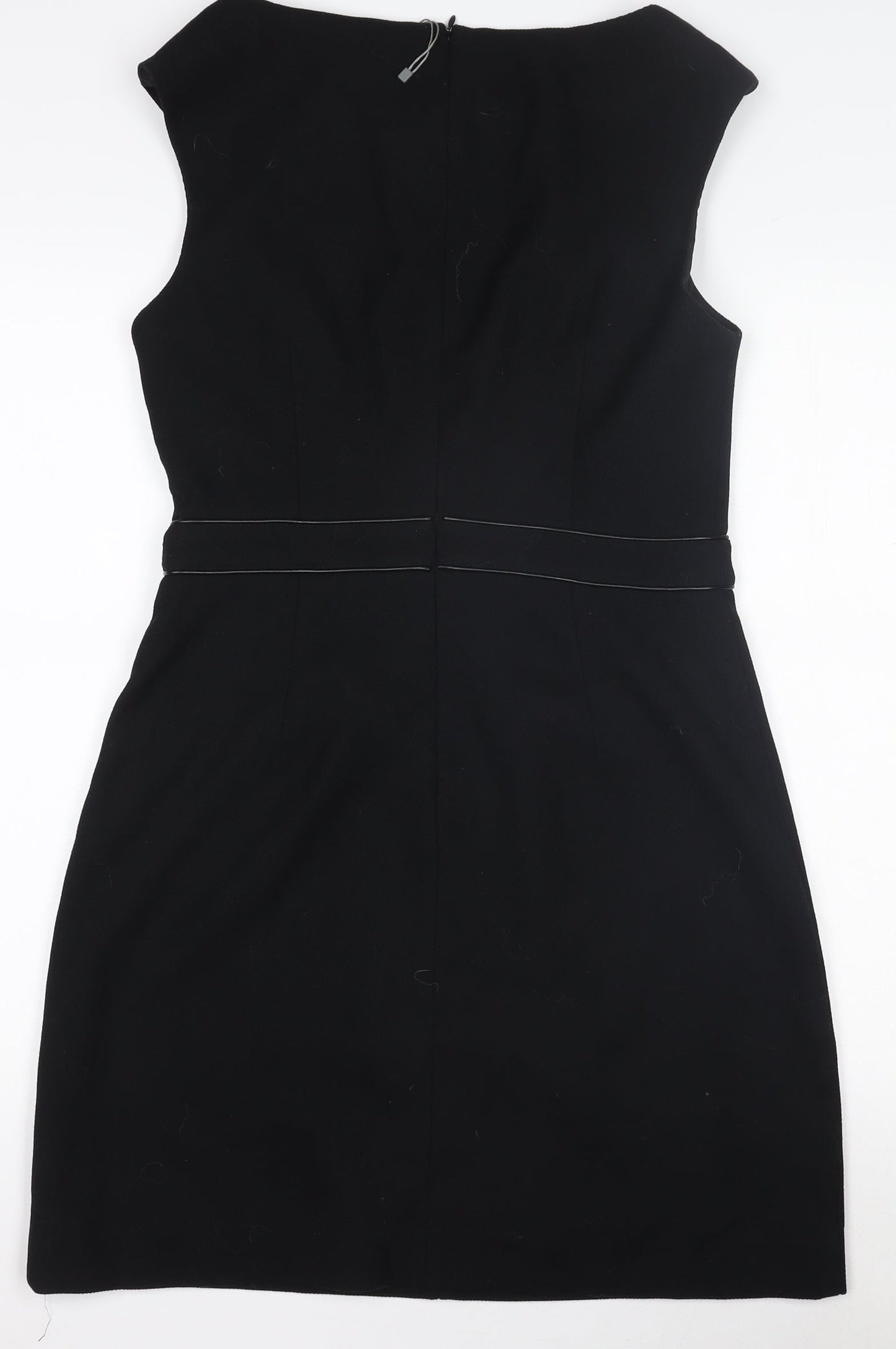 Oasis Women Black Size 12 Sleeveless Sheath Knee Length Dress