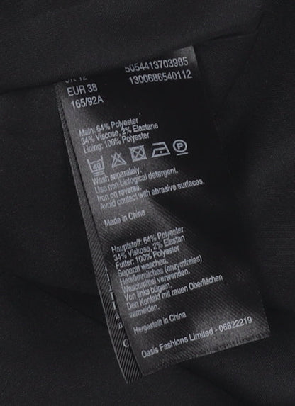 Oasis Women Black Size 12 Sleeveless Sheath Knee Length Dress