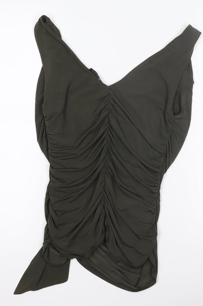 Coast Women's Green Wrap Jersey Sleeveless Blouse Size 12