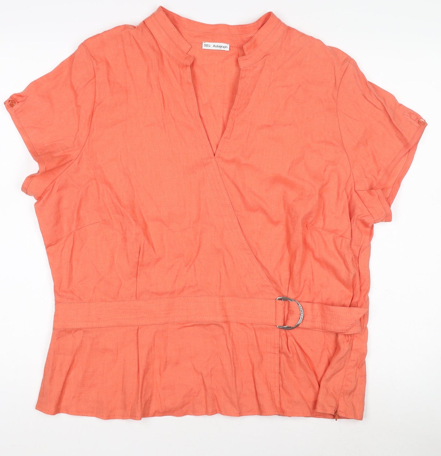 Womens UK Size 12 Marks and Spencer Orange Wrap Blouse