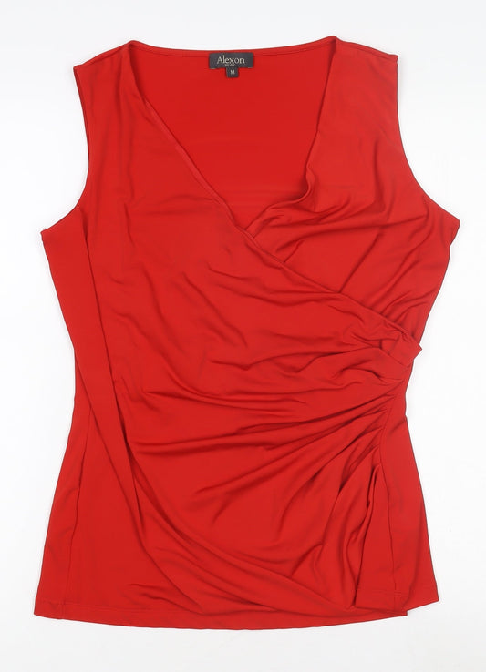 Alexon Women's Red Wrap V-Neck Sleeveless Blouse M