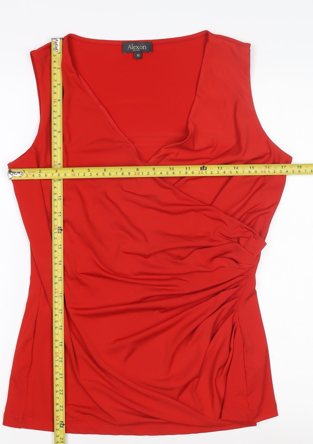 Alexon Women's Red Wrap V-Neck Sleeveless Blouse M
