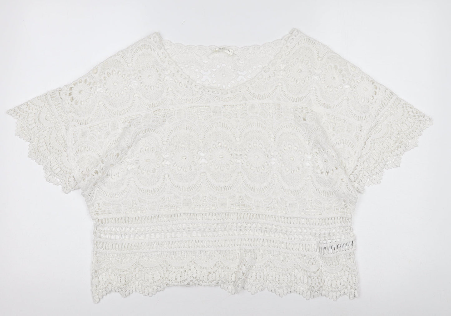 Accessorize Women’s White Cotton Lace Cropped Blouse M