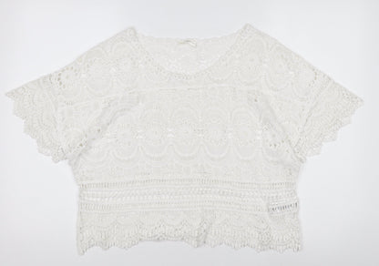 Accessorize Women’s White Cotton Lace Cropped Blouse M