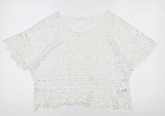 Accessorize Women’s White Cotton Lace Cropped Blouse M