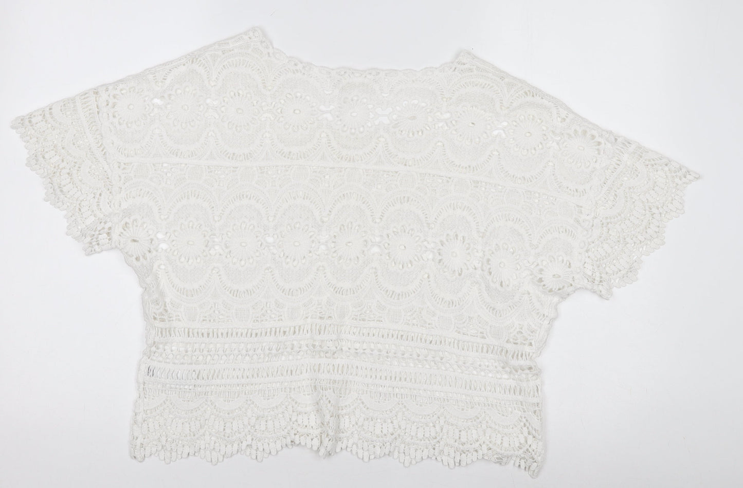 Accessorize Women’s White Cotton Lace Cropped Blouse M