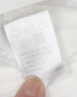 C.M.D Womens White Floral Embroidered V-Neck Cotton T-Shirt M