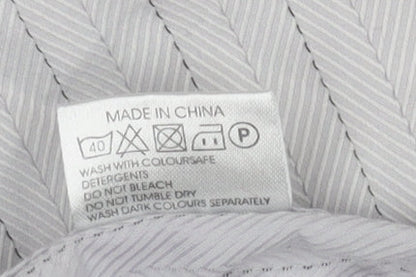 Racing Green Men’s Grey Striped 100% Cotton Long Sleeve Formal Shirt Size L