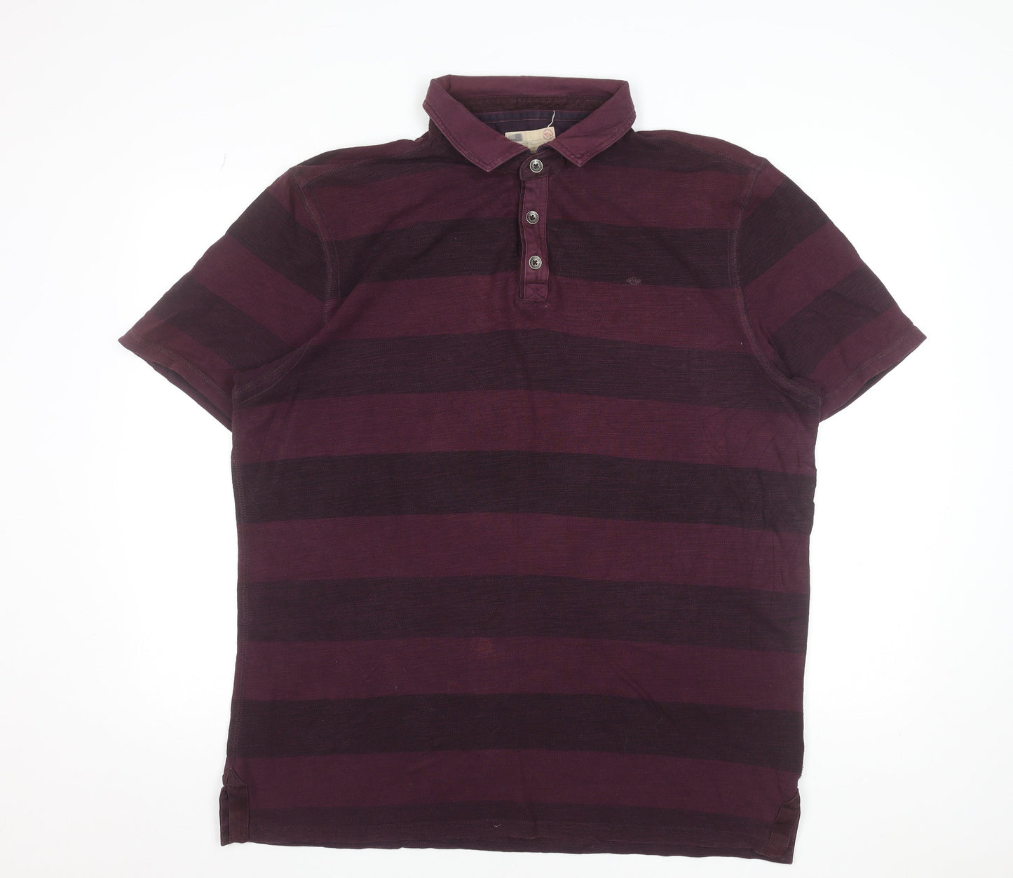 Kurt & Coast Men's Purple Striped Cotton Polo Shirt XL Tailored Fit