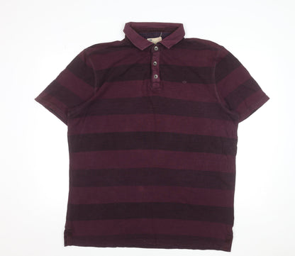 Kurt & Coast Men's Purple Striped Cotton Polo Shirt XL Tailored Fit