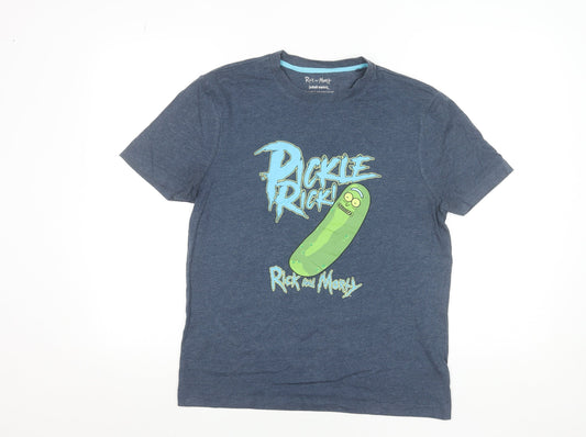 Rick and Morty Pickle Rick Blue Graphic Men's M Short Sleeve T-Shirt