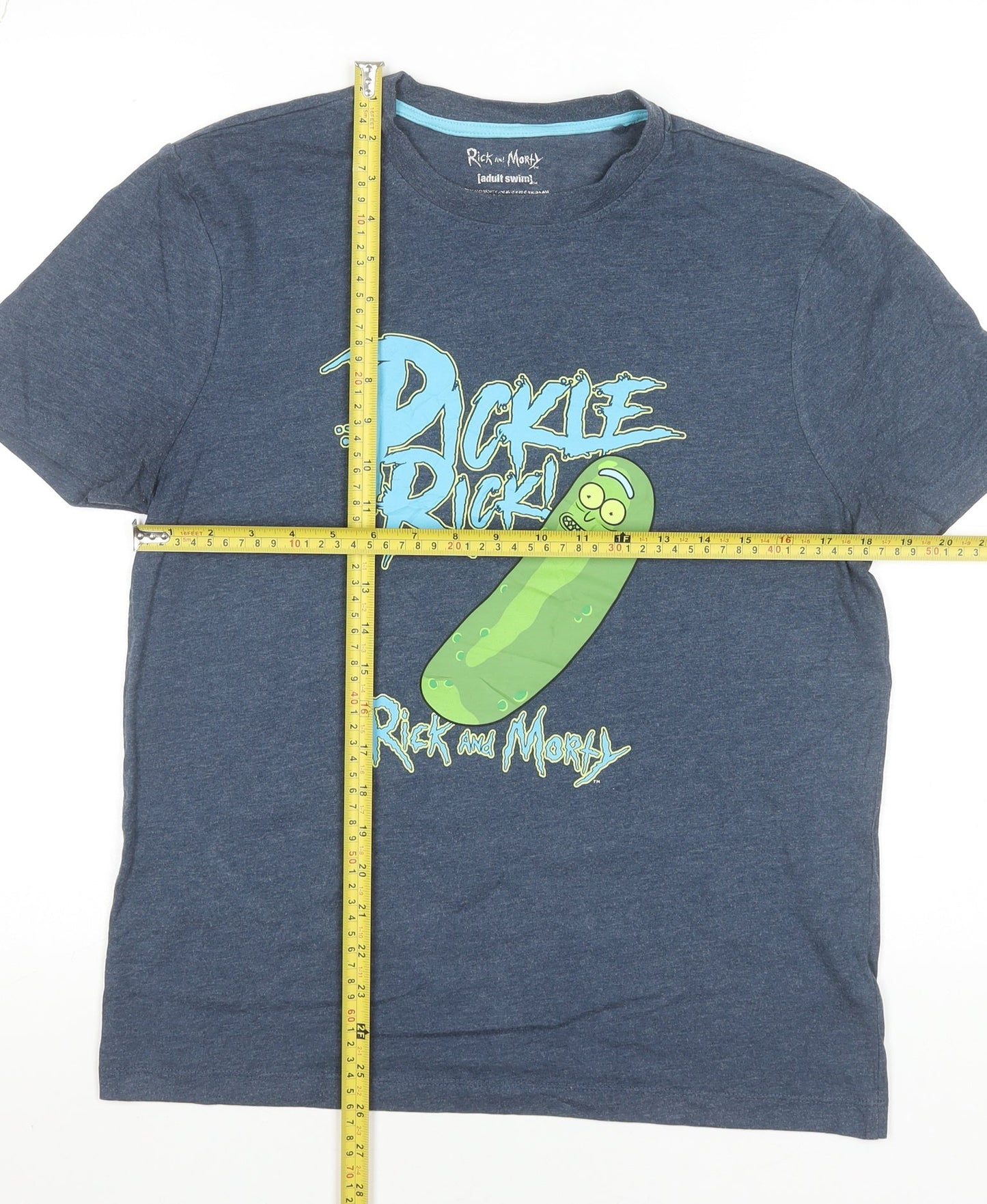 Rick and Morty Pickle Rick Blue Graphic Men's M Short Sleeve T-Shirt