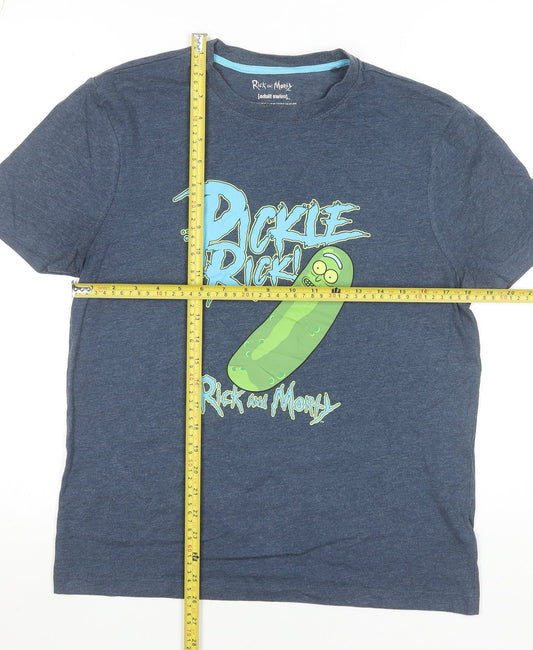 Rick and Morty Pickle Rick Blue Graphic Men's M Short Sleeve T-Shirt