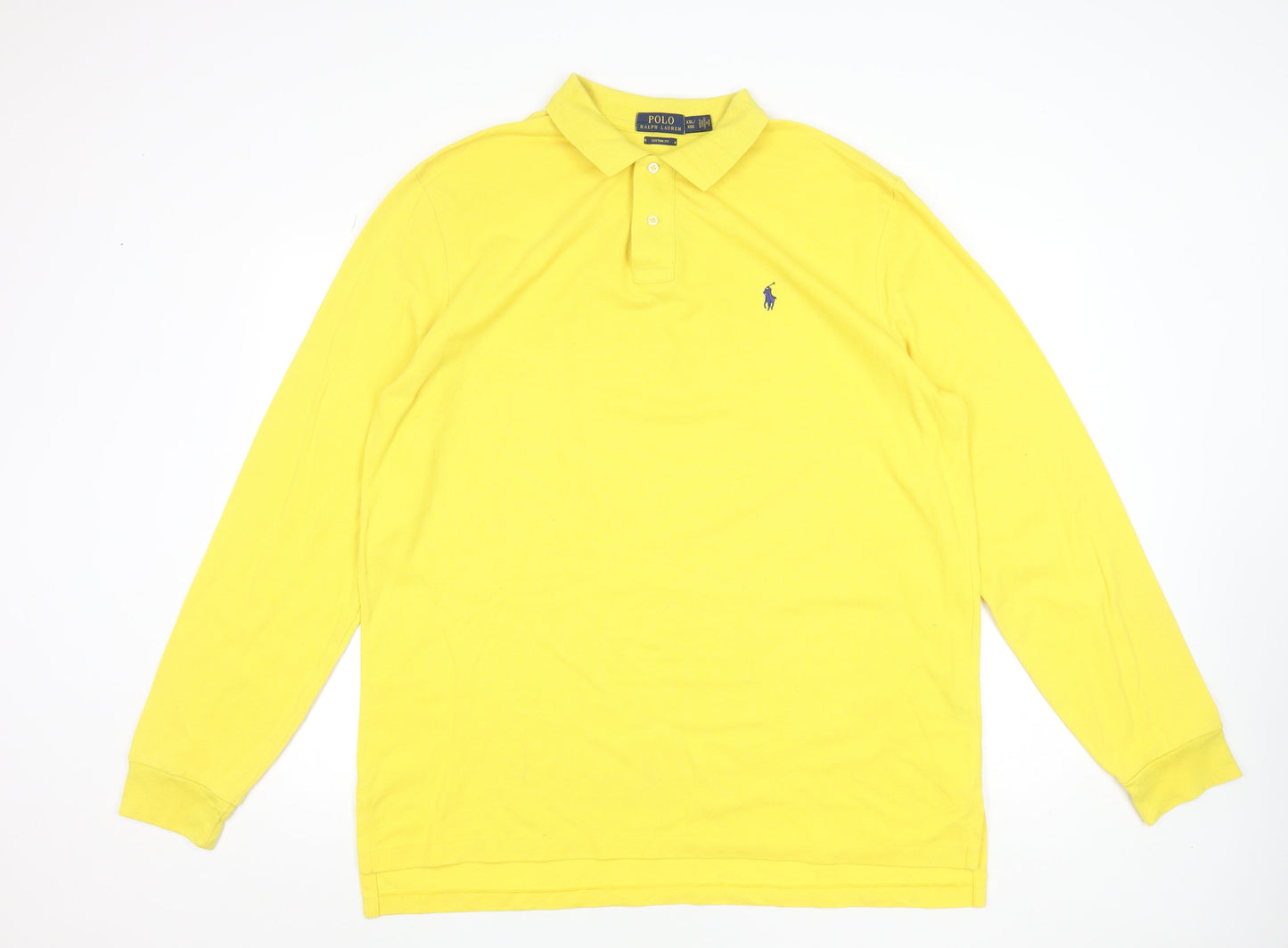 Ralph Lauren Men's Yellow Long Sleeve Polo Shirt XXL Cotton Classic