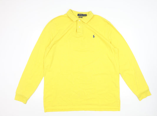 Ralph Lauren Men's Yellow Long Sleeve Polo Shirt XXL Cotton Classic