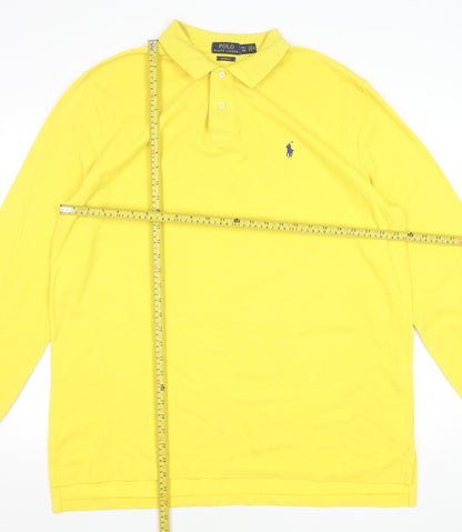 Ralph Lauren Men's Yellow Long Sleeve Polo Shirt XXL Cotton Classic