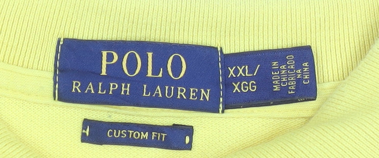 Ralph Lauren Men's Yellow Long Sleeve Polo Shirt XXL Cotton Classic