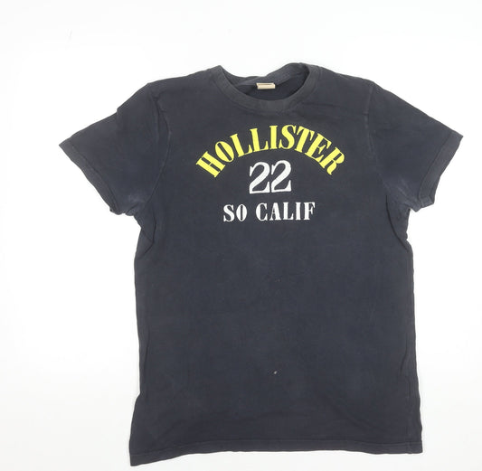 Hollister Men’s Black Graphic Crew Neck Cotton T-Shirt Size M