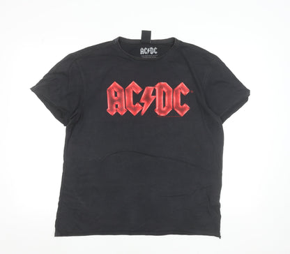 AC/DC Women's Black Cotton Short Sleeve Graphic Band T-Shirt Size L