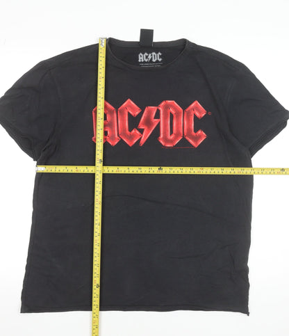 AC/DC Women's Black Cotton Short Sleeve Graphic Band T-Shirt Size L