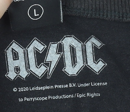 AC/DC Women's Black Cotton Short Sleeve Graphic Band T-Shirt Size L