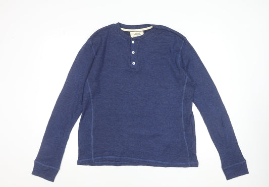 Urban Heritage Men's Blue Long Sleeve Henley T-Shirt Size L