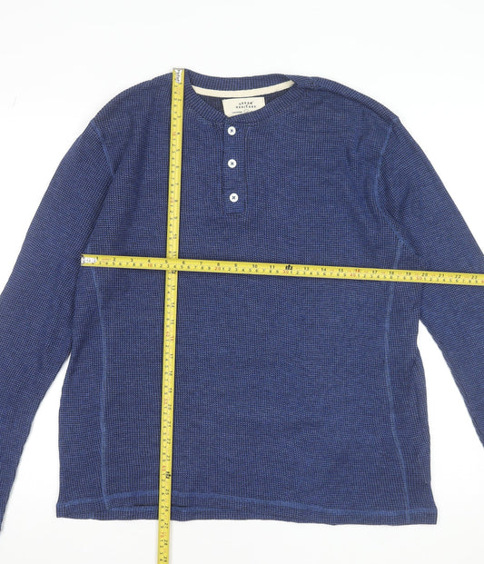 Urban Heritage Men's Blue Long Sleeve Henley T-Shirt Size L