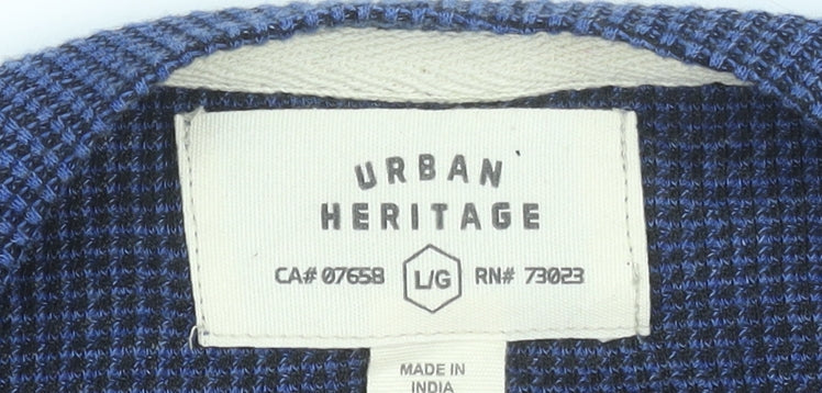 Urban Heritage Men's Blue Long Sleeve Henley T-Shirt Size L