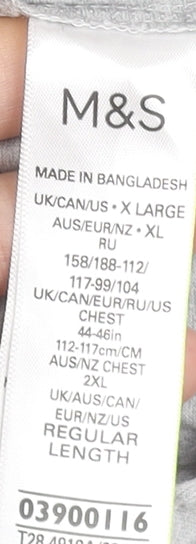 Marks and Spencer Men's Grey Long Sleeve Cotton Polo Shirt XL