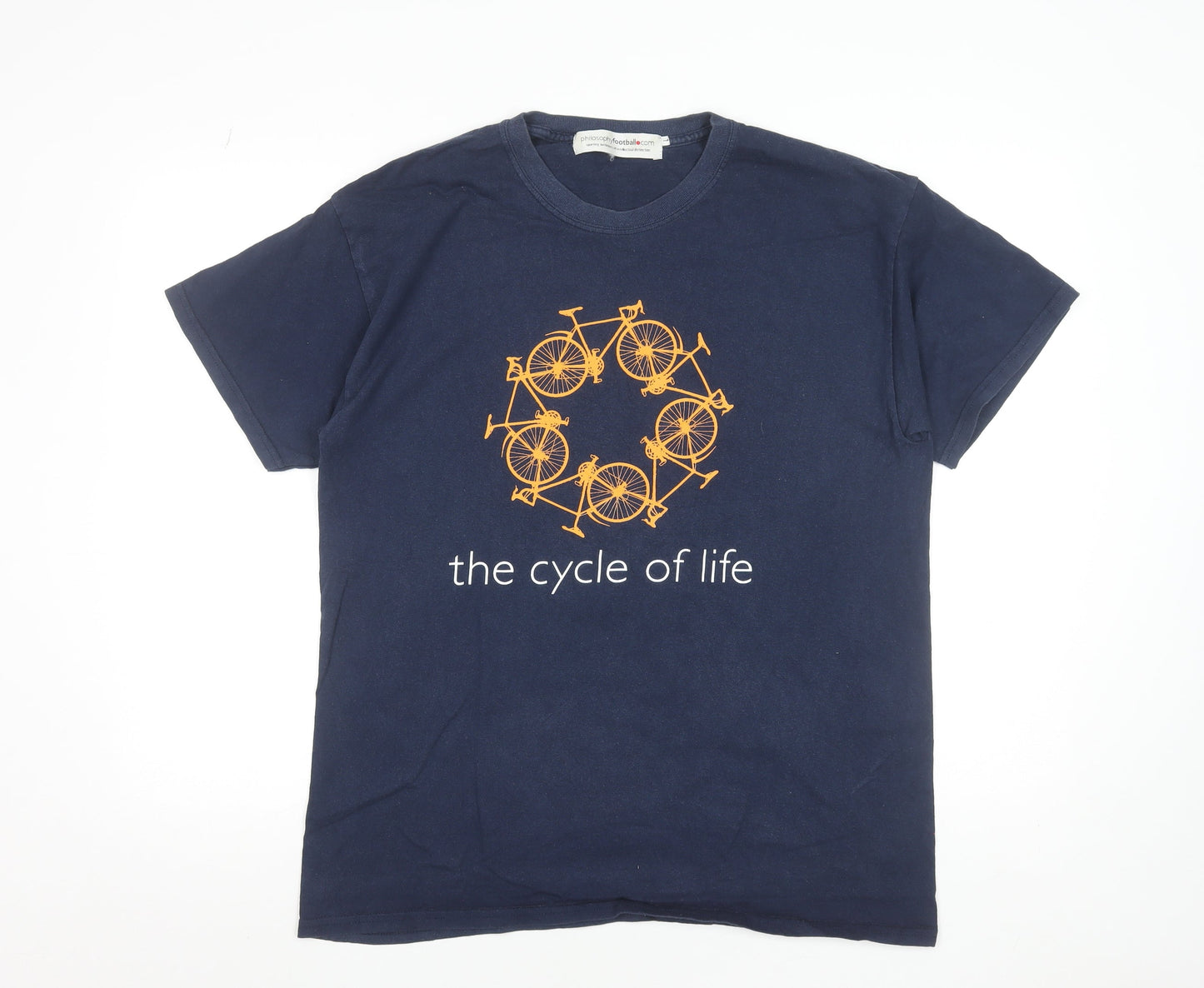 Philosophy Football Men's Blue Cotton Graphic Cycle of Life T-Shirt Size L
