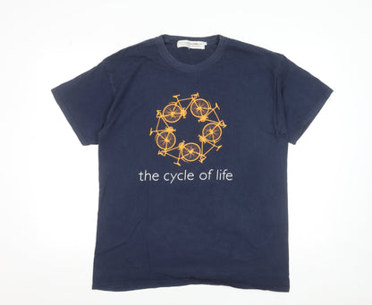 Philosophy Football Men's Blue Cotton Graphic Cycle of Life T-Shirt Size L