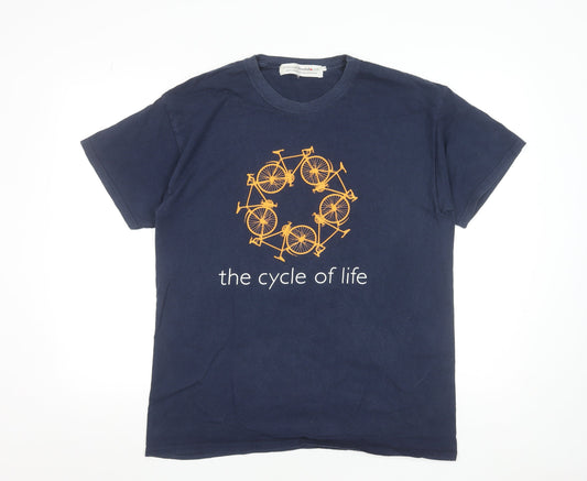 Philosophy Football Men's Blue Cotton Graphic Cycle of Life T-Shirt Size L