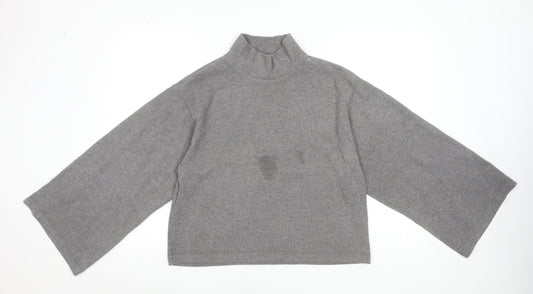 ASOS Design Women’s Grey Cropped Mock Neck Long Sleeve Top Size S